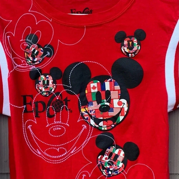 Disney Epcot Mickey Mouse Multi-Face Flag Shirt L - Picture 5 of 6